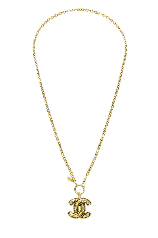 Gold Quilted 'CC' Necklace Medium, , large image number 0