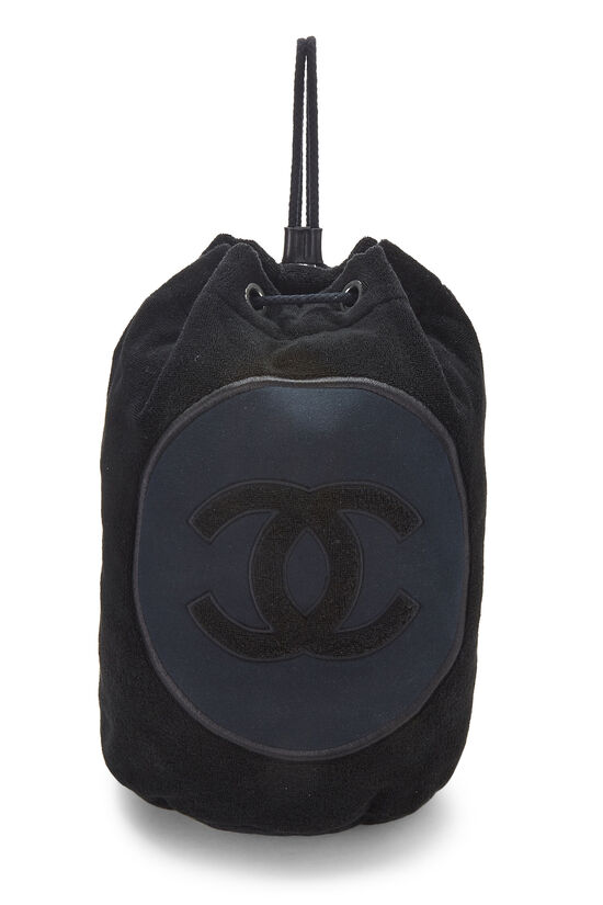 Chanel Black Terry Cloth Drawstring Beach Backpack Q6B37M4WKB000