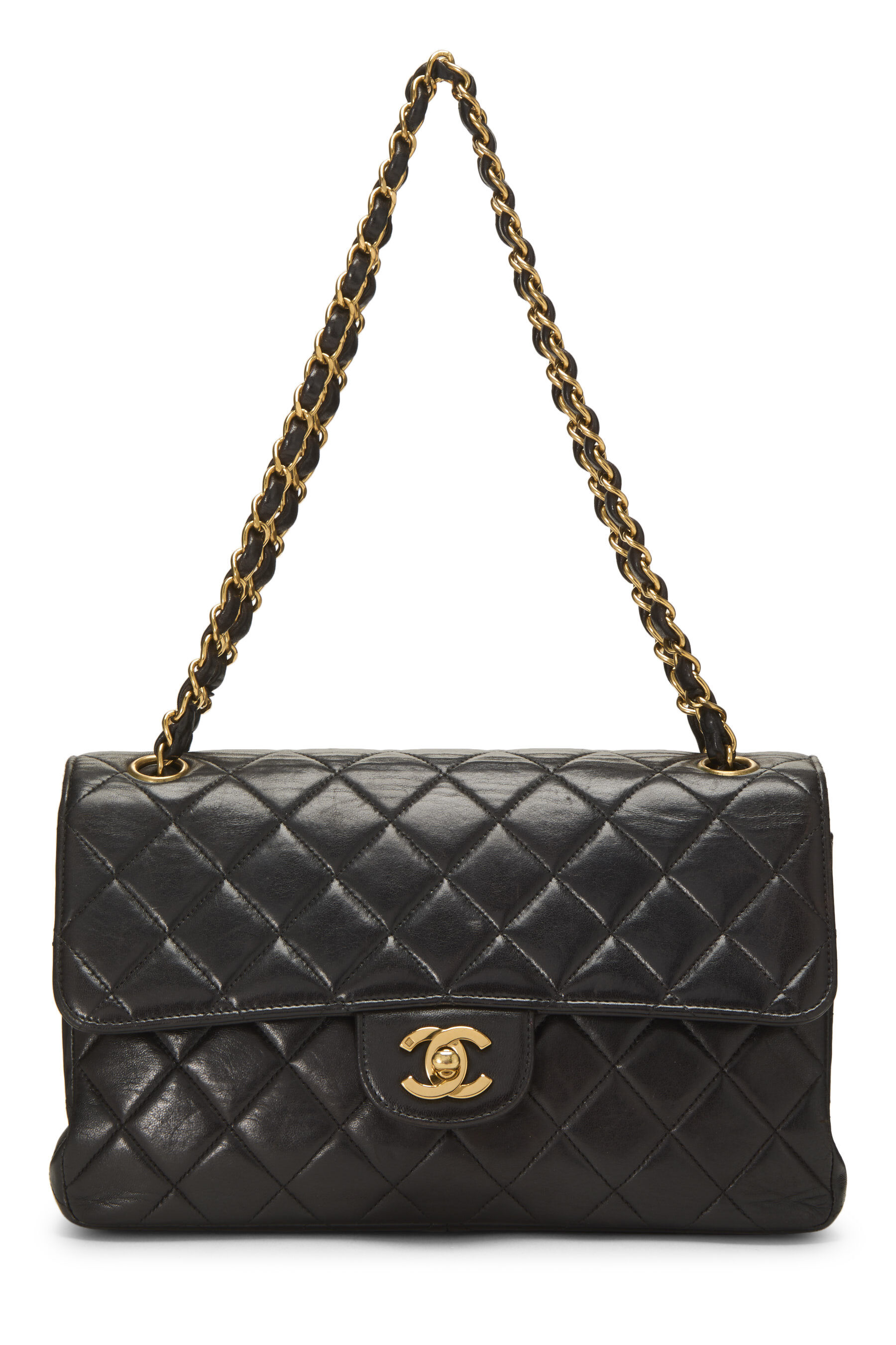 Pre-Owned Black Quilted Lambskin Double Sided Classic Flap Medium