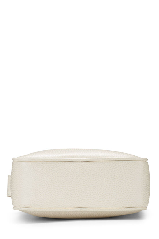 White Logo Print Leather Vertical Camera Bag Small, , large image number 4