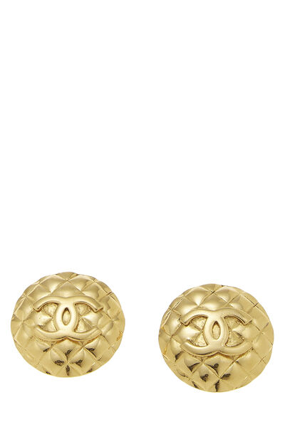 Gold Quilted 'CC' Earrings Large