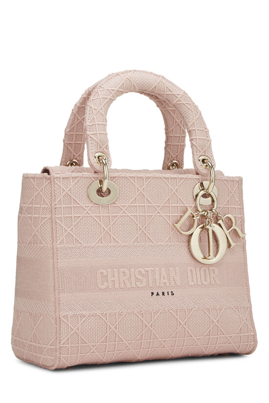 Christian Dior Pink Cannage Canvas Lady D-Lite Medium