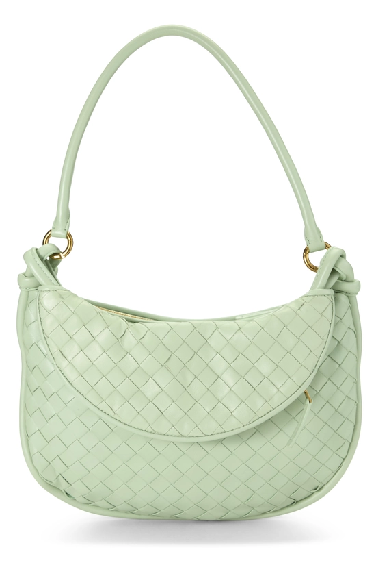 Green Intrecciato Leather Gemelli Medium, , large image number 3