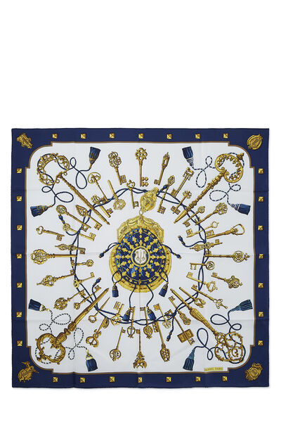 Navy & Multicolor 'Les Cl&eacute;s' Silk Scarf 90