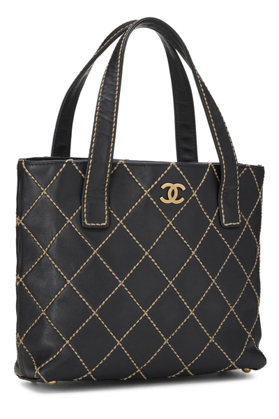 Black Calfskin Wild Stitch Tote, , large