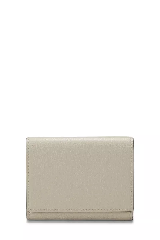 Beige Leather Compact Wallet, , large image number 2