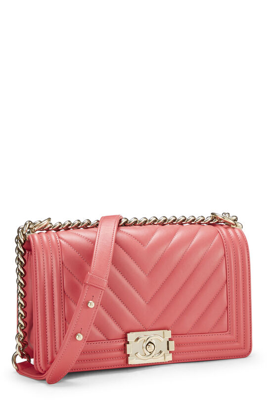 Pink Chevron Calfskin Boy Bag Medium, , large image number 2