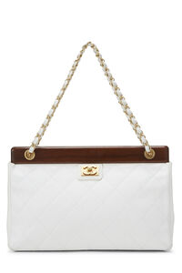 Chanel White Quilted Lambskin Rainbow Coco Handle Bag Mini