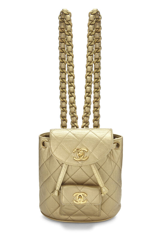 Gold Quilted Lambskin Classic Backpack Mini