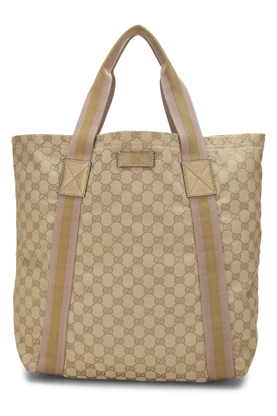 Gold GG Canvas Flat Web Tote, , large image number 0