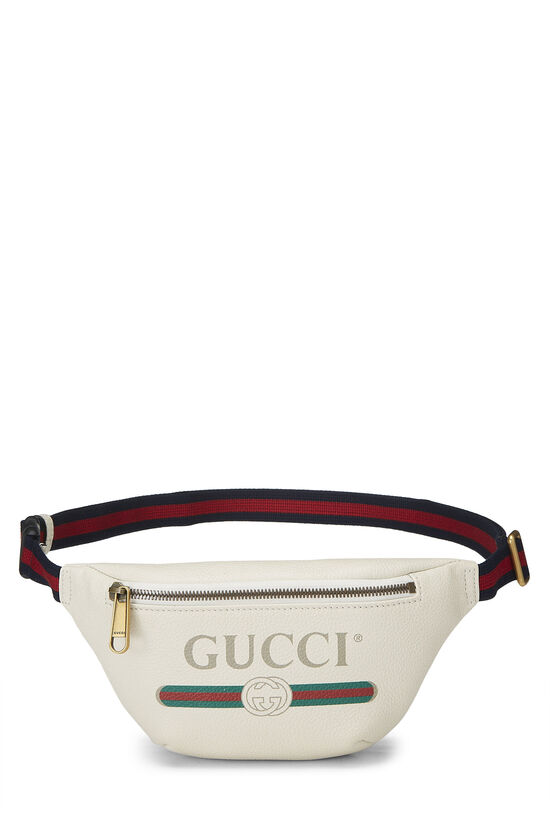 White Leather Logo Print Belt Bag Small, , large image number 0