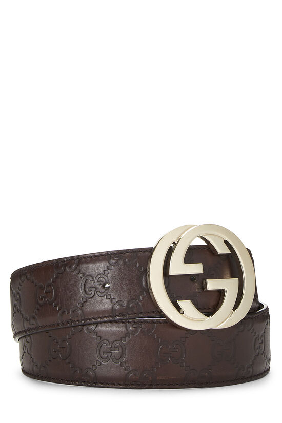 Brown Guccissima Leather Interlocking Belt, , large image number 0