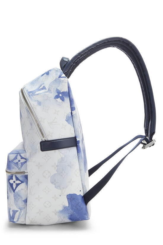 Blue Watercolor Monogram Canvas Discovery Backpack, , large image number 3