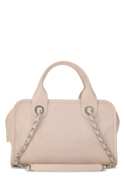 Chanel Pink Quilted Caviar Deauville Bowler