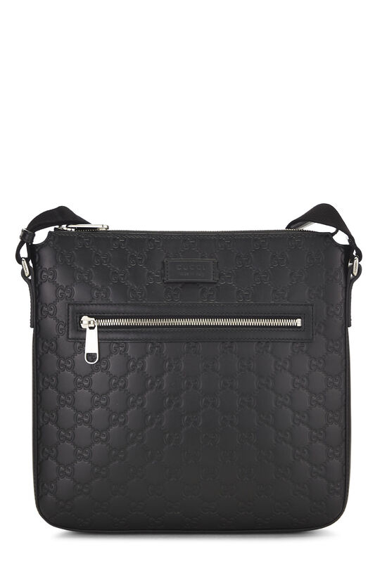 Black Guccissima Leather Flat Messenger Bag, , large image number 0