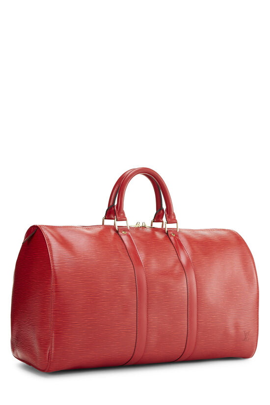 Louis Vuitton Red Epi Leather Keepall 50 Travel Bag