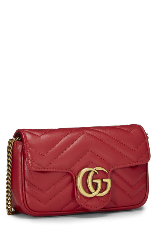 Red Leather GG Marmont Crossbody Super Mini, , large image number 1