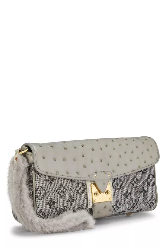 Grey Monogram Canvas & Ostrich Comedie Manege, , large image number 1