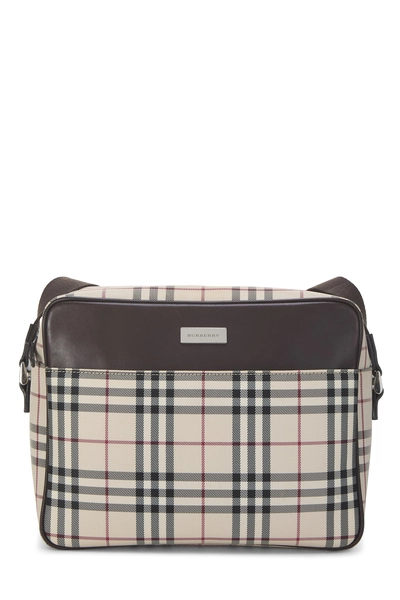 Burberry Brown Nylon Check Crossbody Bag Medium