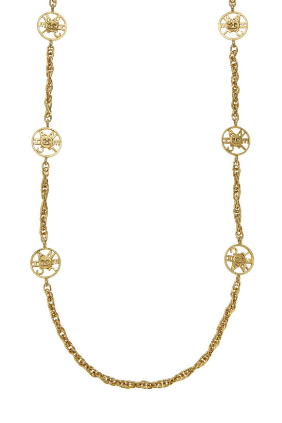 Gold 'CC' Circle Chain Necklace, , large image number 2