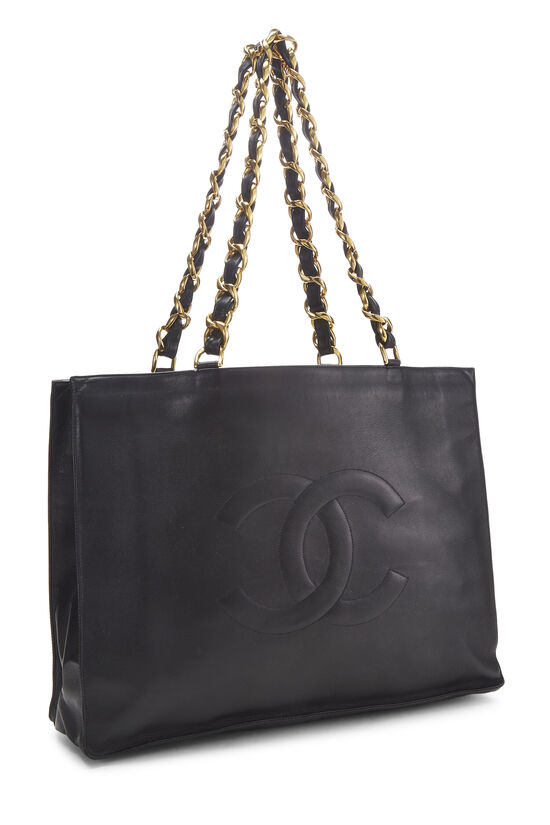 Black Lambskin Flat Chain Handle Tote, , large image number 2