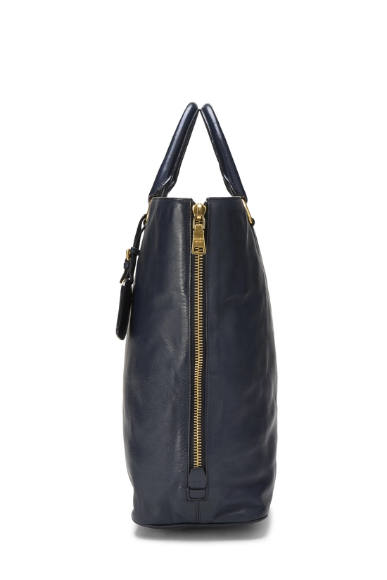 Navy Calfskin Side Zip Tote, , large image number 2