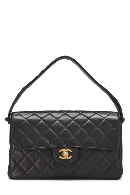 Black Quilted Lambskin Double Sided Flap Medium, , large image number 0