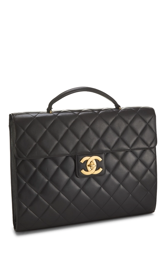 Black Quilted Lambskin Briefcase, , large image number 1