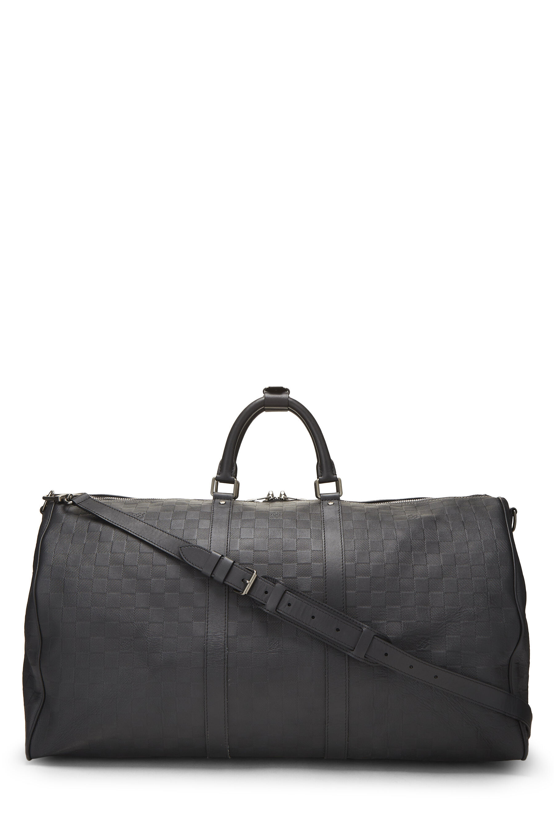 Pre-Owned Black Damier Infini Keepall Bandouliere 55 QJB0GIIXKB001