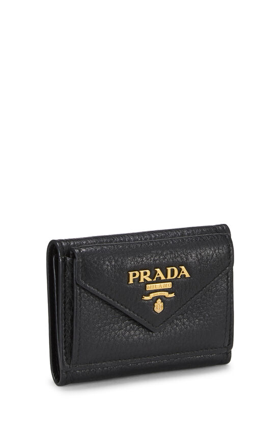 Black Vitello Daino Compact Wallet, , large image number 1