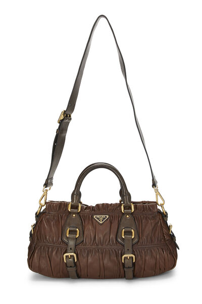 Brown Nappa Gaufre Tote, , large
