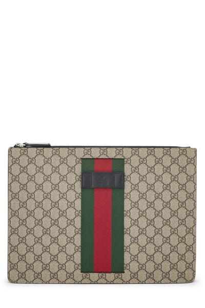 Gucci Original GG Supreme Canvas Web Slim Messenger Large