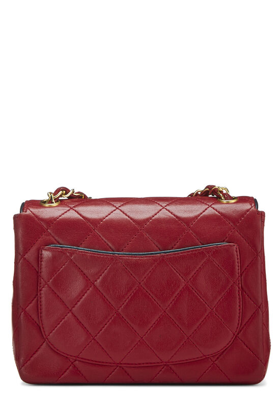 Red Quilted Lambskin Piped Half Flap Mini, , large image number 4
