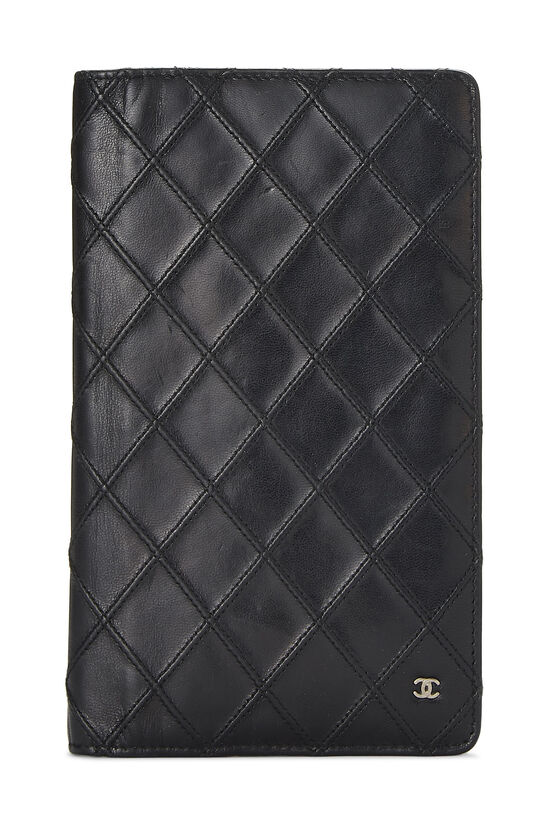 Black Quilted Lambskin Long Wallet, , large image number 0