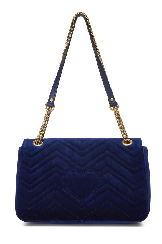 Blue Velvet GG Marmont Modern Shoulder Bag, , large image number 3