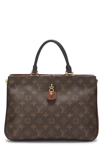 Red Monogram Millefeuille Tote