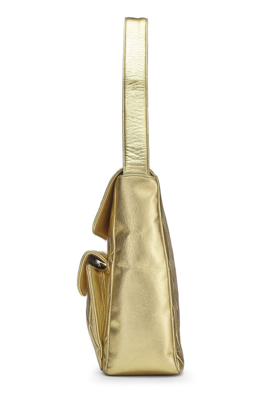 Metallic Gold Lambskin Double Pocket Shoulder Bag, , large image number 3