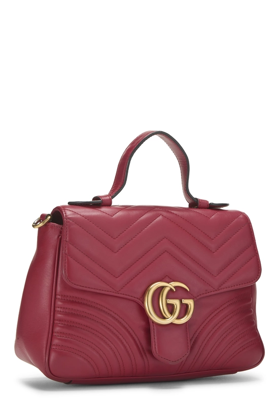 Red Leather GG Marmont Top Handle Shoulder Bag Small, , large image number 1