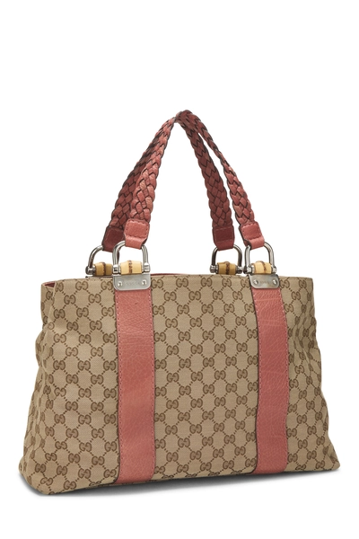 Orange Original GG Canvas Bamboo Bar Tote, , large