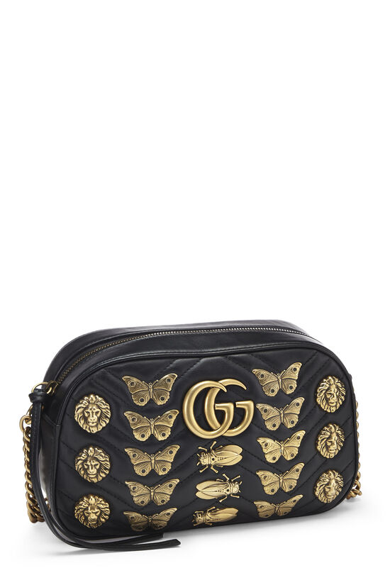 Black Leather 'GG' Animalier Marmont Crossbody Small, , large image number 1