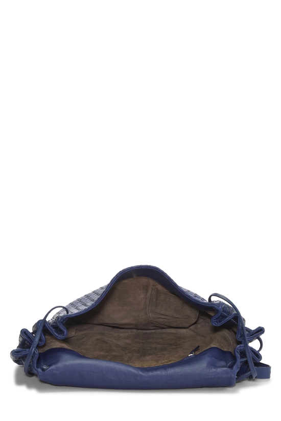 Blue Intrecciato Pocket Flap Crossbody Bag, , large image number 5