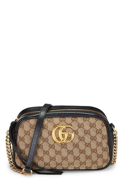 Black Leather GG Marmont Crossbody Small