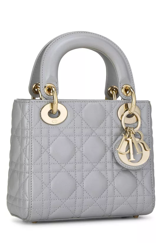 Grey Cannage Quilted Lambskin Lady Dior Mini, , large image number 1