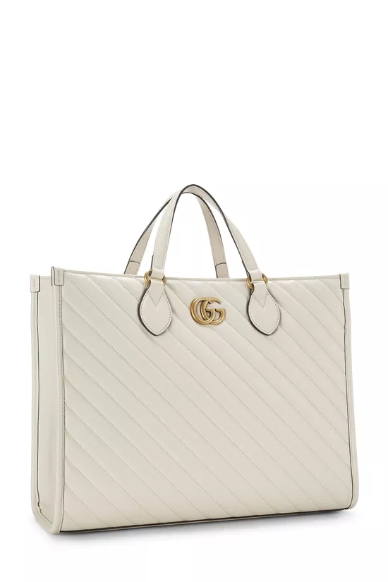 White Leather GG Marmont Top Handle Bag Small, , large image number 1