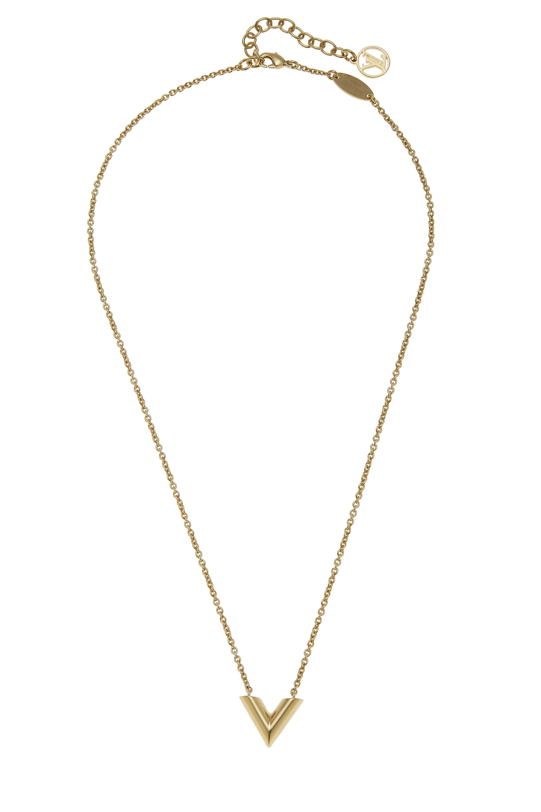 Louis Vuitton Two Tone Crystal Essential V Pendant Necklace Louis Vuitton |  TLC