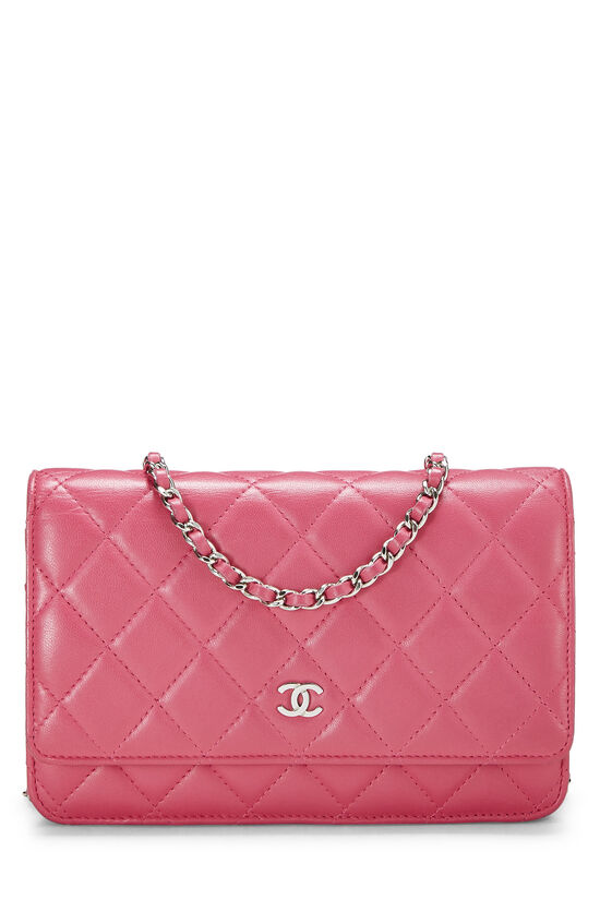 Pink Quilted Lambskin Classic Wallet On Chain (WOC), , large image number 0