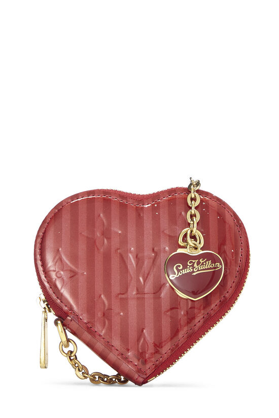 Red Pomme d'Amour Monogram Rayures Vernis Heart Coin Purse, , large image number 0