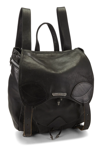 Black Leather Gunslinger Backpack, , large
