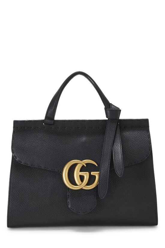 Black Leather GG Marmont Top Handle Bag Small, , large image number 0