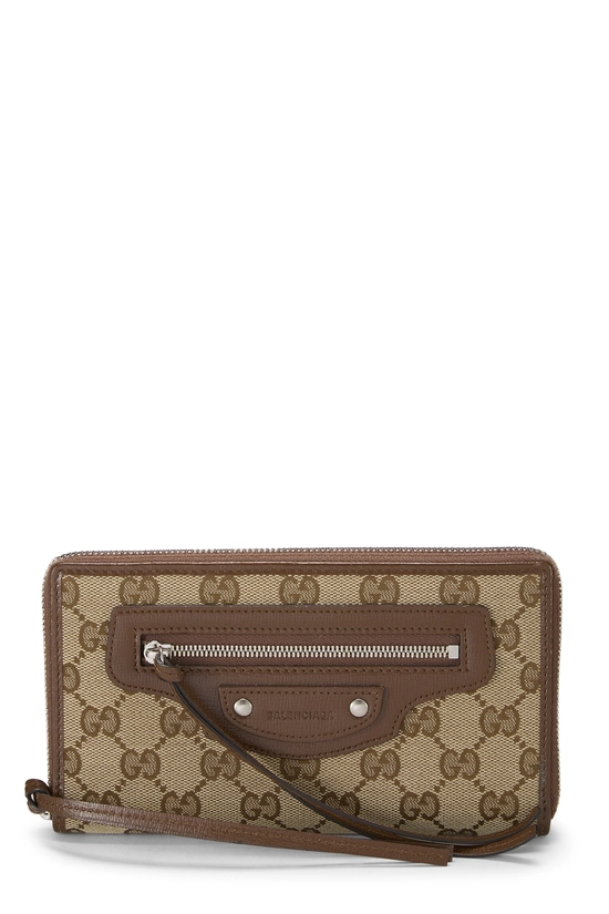 Balenciaga x Gucci Beige Canvas Hacker Neo Classic Zip Around Wallet, , large image number 0